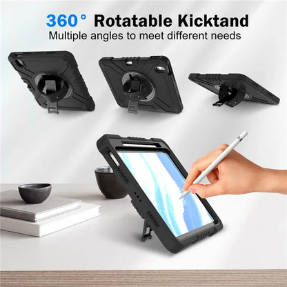 X-Shaped Series for iPad Air 11 (2024) Case Kickstand PC+Silicone Tablet Cover with Shoulder Strap