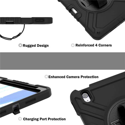 X-Shaped Series for iPad Air 11 (2024) Case Kickstand PC+Silicone Tablet Cover with Shoulder Strap