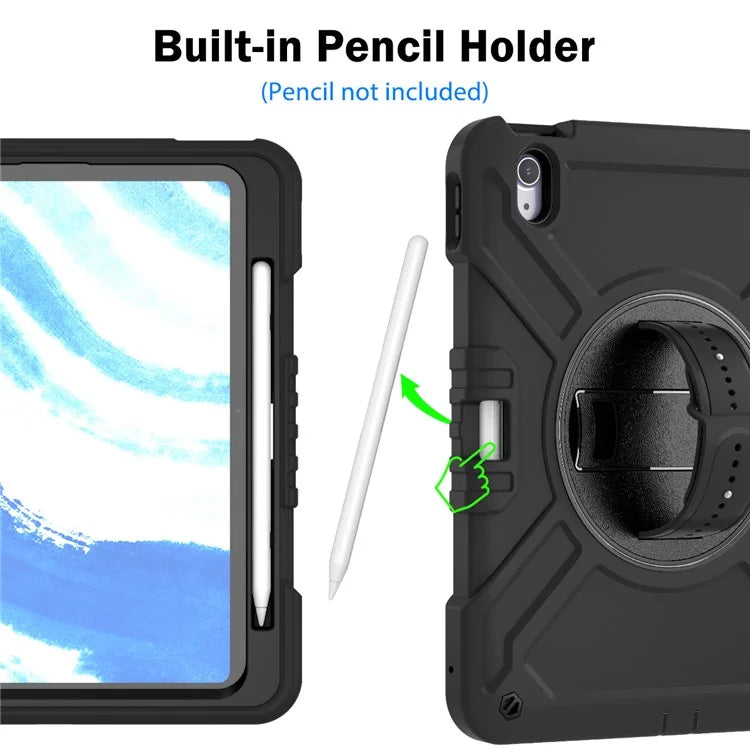 X-Shaped Series for iPad Air 11 (2024) Case Kickstand PC+Silicone Tablet Cover with Shoulder Strap