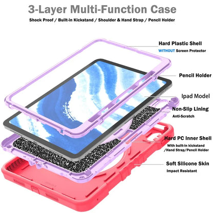 X-Shaped Series for iPad Air 11 (2024) Case Kickstand PC+Silicone Tablet Cover with Shoulder Strap