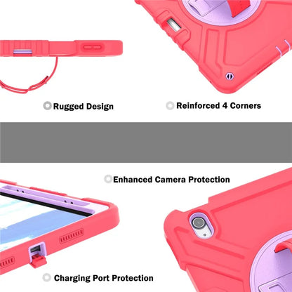 X-Shaped Series for iPad Air 11 (2024) Case Kickstand PC+Silicone Tablet Cover with Shoulder Strap