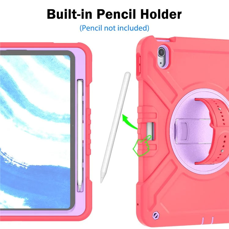 X-Shaped Series for iPad Air 11 (2024) Case Kickstand PC+Silicone Tablet Cover with Shoulder Strap