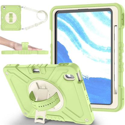 X-Shaped Series for iPad Air 11 (2024) Case Kickstand PC+Silicone Tablet Cover with Shoulder Strap