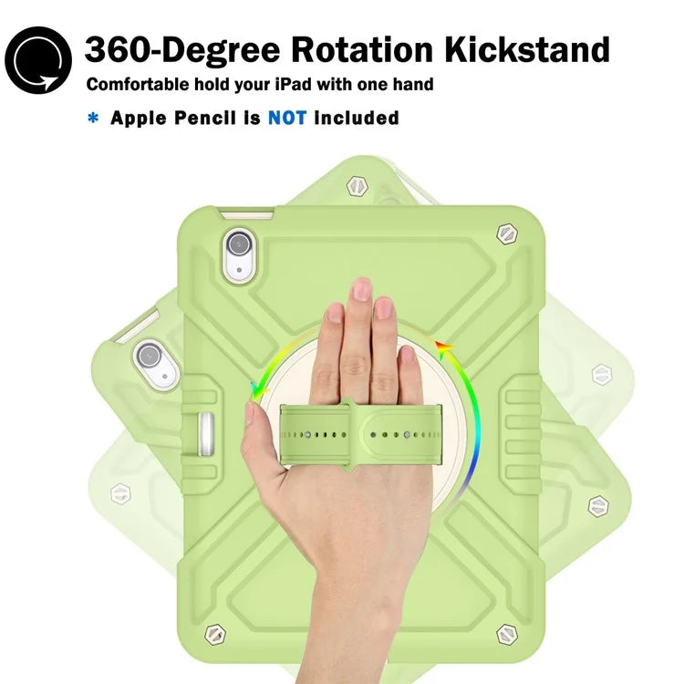 X-Shaped Series for iPad Air 11 (2024) Case Kickstand PC+Silicone Tablet Cover with Shoulder Strap