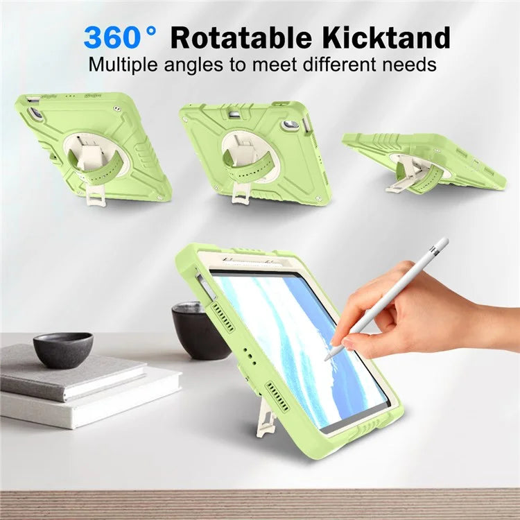 X-Shaped Series for iPad Air 11 (2024) Case Kickstand PC+Silicone Tablet Cover with Shoulder Strap