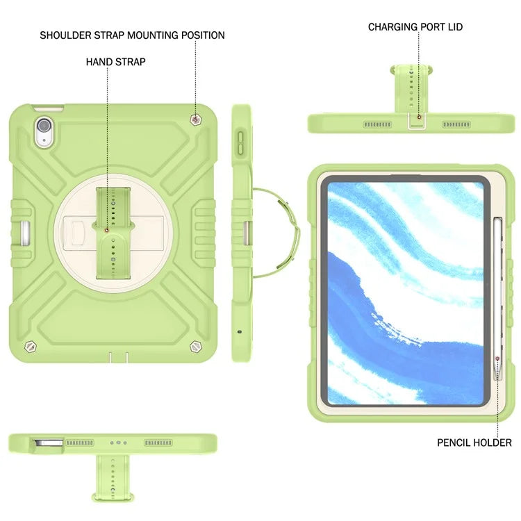 X-Shaped Series for iPad Air 11 (2024) Case Kickstand PC+Silicone Tablet Cover with Shoulder Strap