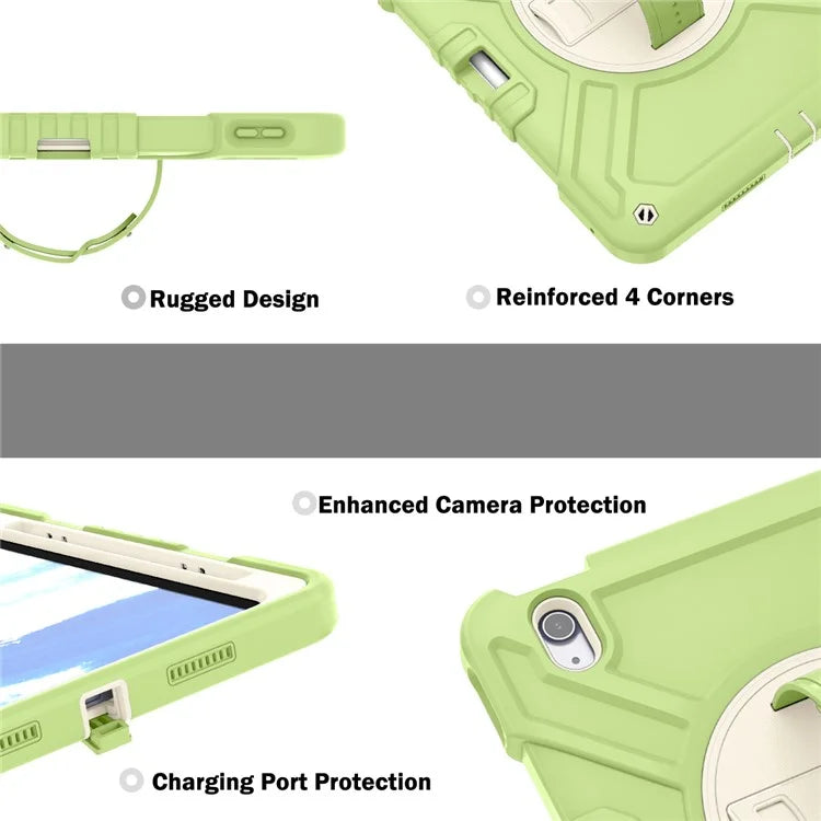 X-Shaped Series for iPad Air 11 (2024) Case Kickstand PC+Silicone Tablet Cover with Shoulder Strap