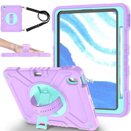 X-Shaped Series for iPad Air 11 (2024) Case Kickstand PC+Silicone Tablet Cover with Shoulder Strap