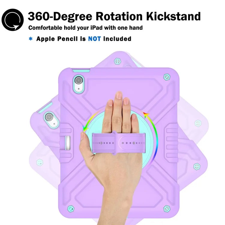 X-Shaped Series for iPad Air 11 (2024) Case Kickstand PC+Silicone Tablet Cover with Shoulder Strap