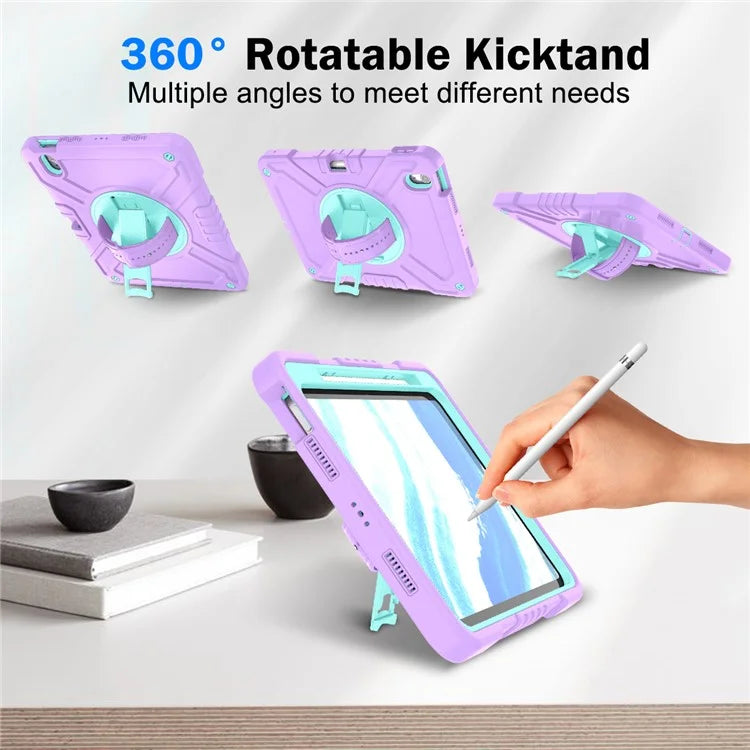 X-Shaped Series for iPad Air 11 (2024) Case Kickstand PC+Silicone Tablet Cover with Shoulder Strap