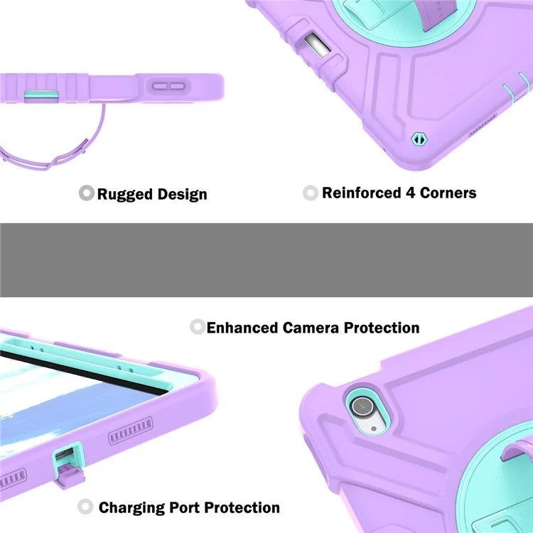 X-Shaped Series for iPad Air 11 (2024) Case Kickstand PC+Silicone Tablet Cover with Shoulder Strap