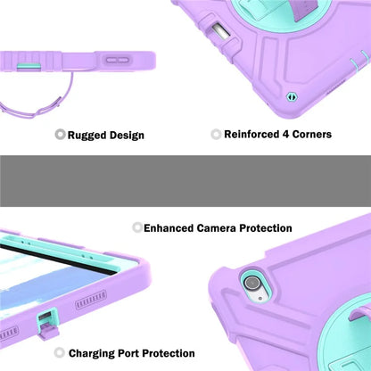 X-Shaped Series for iPad Air 11 (2024) Case Kickstand PC+Silicone Tablet Cover with Shoulder Strap