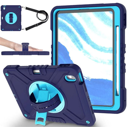 X-Shaped Series for iPad Air 11 (2024) Case Kickstand PC+Silicone Tablet Cover with Shoulder Strap