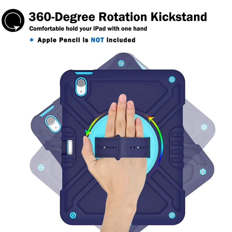 X-Shaped Series for iPad Air 11 (2024) Case Kickstand PC+Silicone Tablet Cover with Shoulder Strap