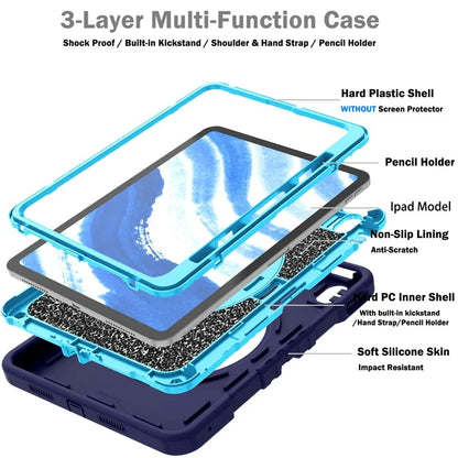 X-Shaped Series for iPad Air 11 (2024) Case Kickstand PC+Silicone Tablet Cover with Shoulder Strap