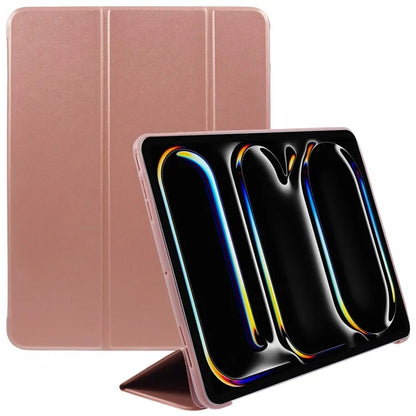For iPad Pro 11 (2024) Case Leather + Honeycomb TPU Tablet Cover Tri-Fold Stand