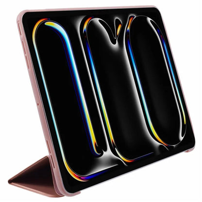 For iPad Pro 11 (2024) Case Leather + Honeycomb TPU Tablet Cover Tri-Fold Stand