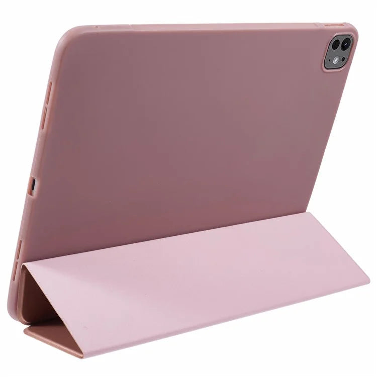 For iPad Pro 11 (2024) Case Leather + Honeycomb TPU Tablet Cover Tri-Fold Stand