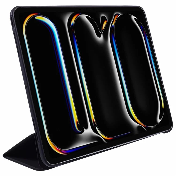 For iPad Pro 11 (2024) Case Leather + Honeycomb TPU Tablet Cover Tri-Fold Stand