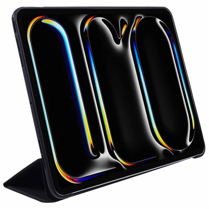 For iPad Pro 11 (2024) Case Leather + Honeycomb TPU Tablet Cover Tri-Fold Stand