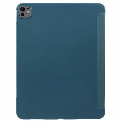 For iPad Pro 11 (2024) Case Leather + Honeycomb TPU Tablet Cover Tri-Fold Standish Green