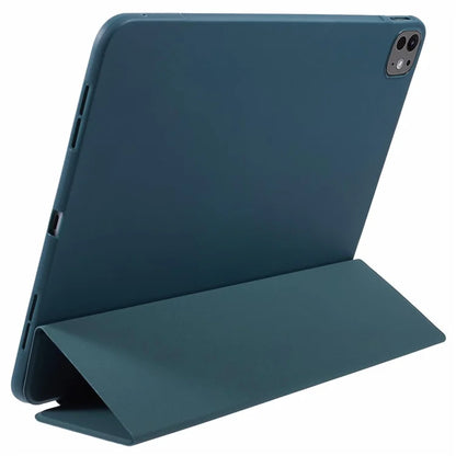 For iPad Pro 11 (2024) Case Leather + Honeycomb TPU Tablet Cover Tri-Fold Standish Green