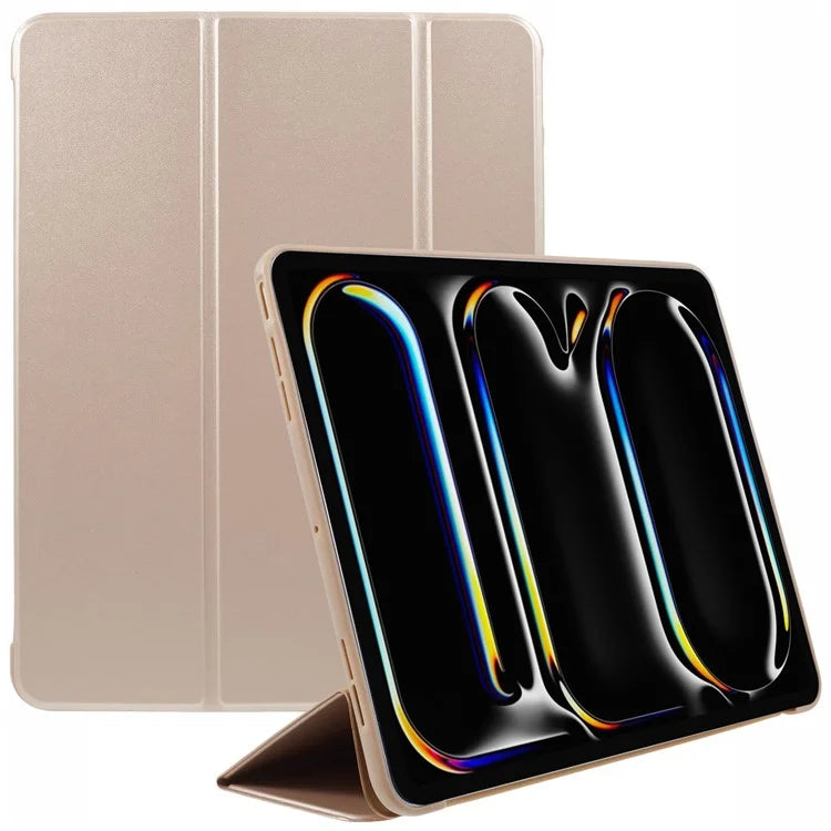 For iPad Pro 11 (2024) Case Leather + Honeycomb TPU Tablet Cover Tri-Fold Stand