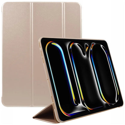 For iPad Pro 11 (2024) Case Leather + Honeycomb TPU Tablet Cover Tri-Fold Stand