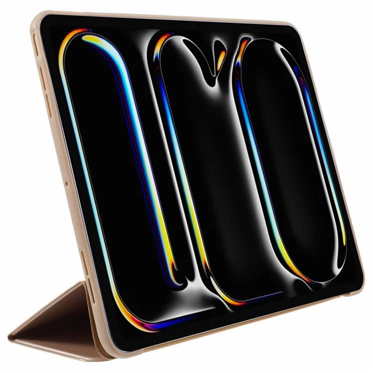 For iPad Pro 11 (2024) Case Leather + Honeycomb TPU Tablet Cover Tri-Fold Stand