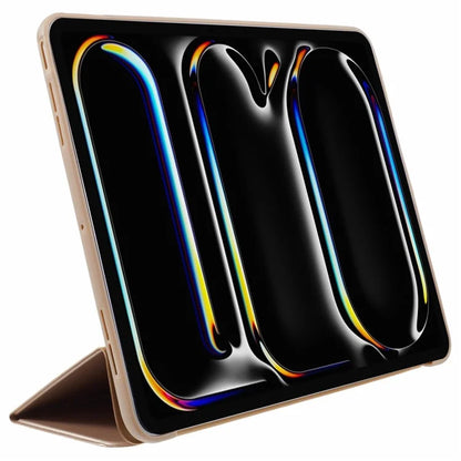 For iPad Pro 11 (2024) Case Leather + Honeycomb TPU Tablet Cover Tri-Fold Stand