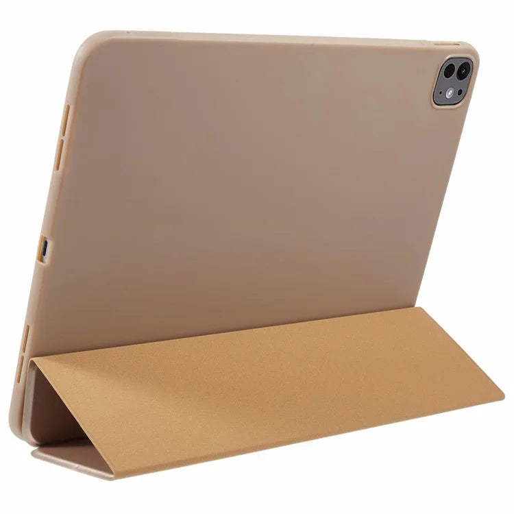 For iPad Pro 11 (2024) Case Leather + Honeycomb TPU Tablet Cover Tri-Fold Stand