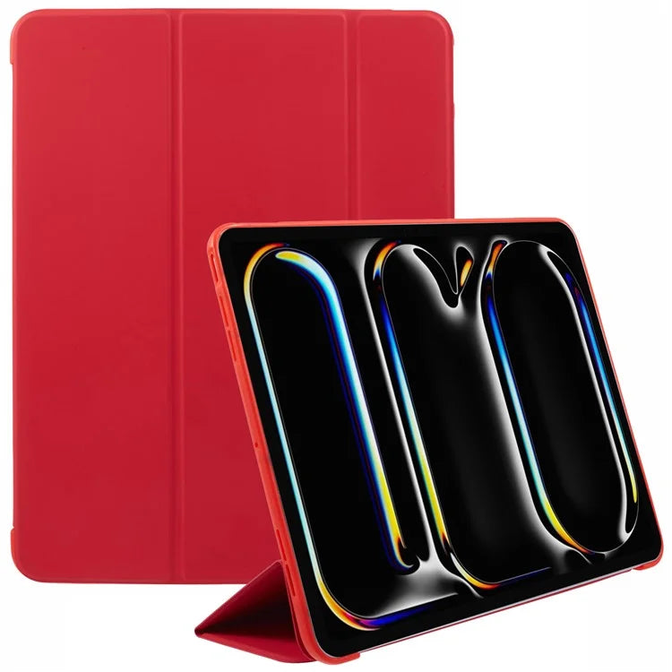 For iPad Pro 11 (2024) Case Leather + Honeycomb TPU Tablet Cover Tri-Fold Stand
