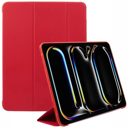 For iPad Pro 11 (2024) Case Leather + Honeycomb TPU Tablet Cover Tri-Fold Stand