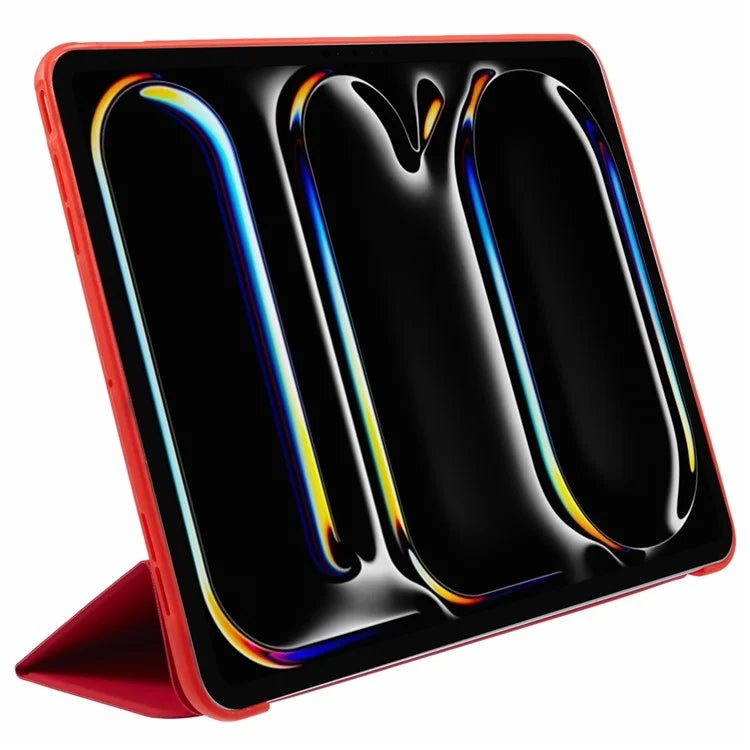 For iPad Pro 11 (2024) Case Leather + Honeycomb TPU Tablet Cover Tri-Fold Stand