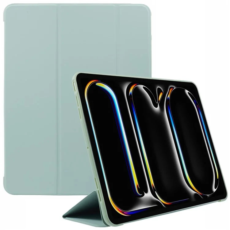 For iPad Pro 11 (2024) Case Leather + Honeycomb TPU Tablet Cover Tri-Fold Stand