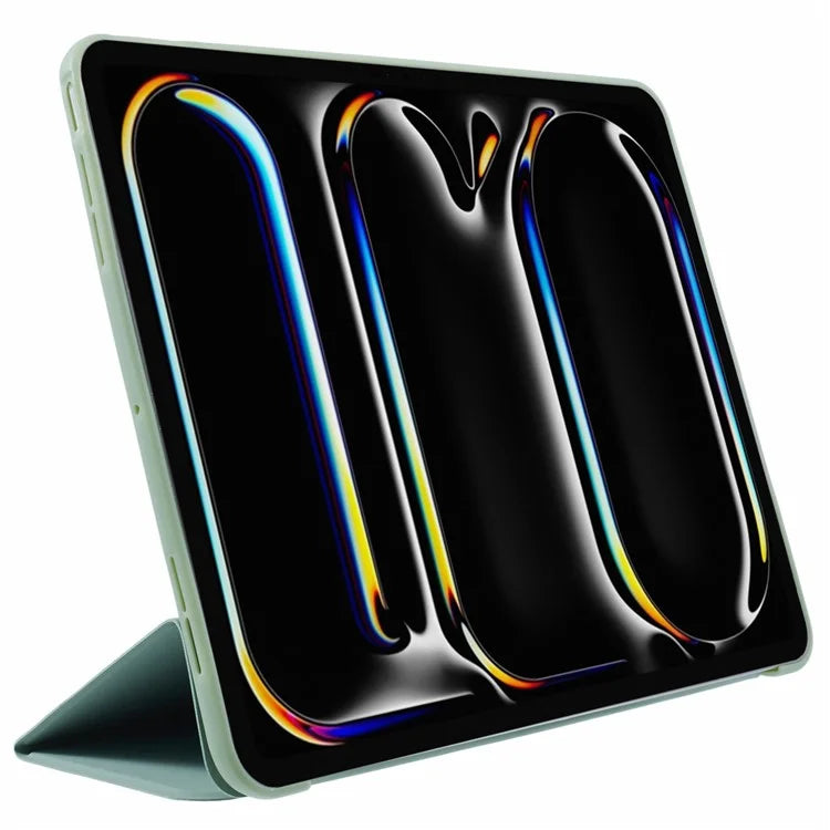 For iPad Pro 11 (2024) Case Leather + Honeycomb TPU Tablet Cover Tri-Fold Stand