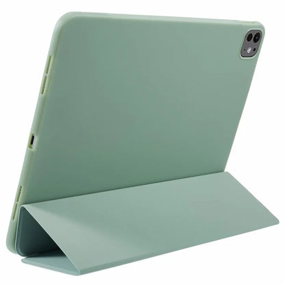 For iPad Pro 11 (2024) Case Leather + Honeycomb TPU Tablet Cover Tri-Fold Stand