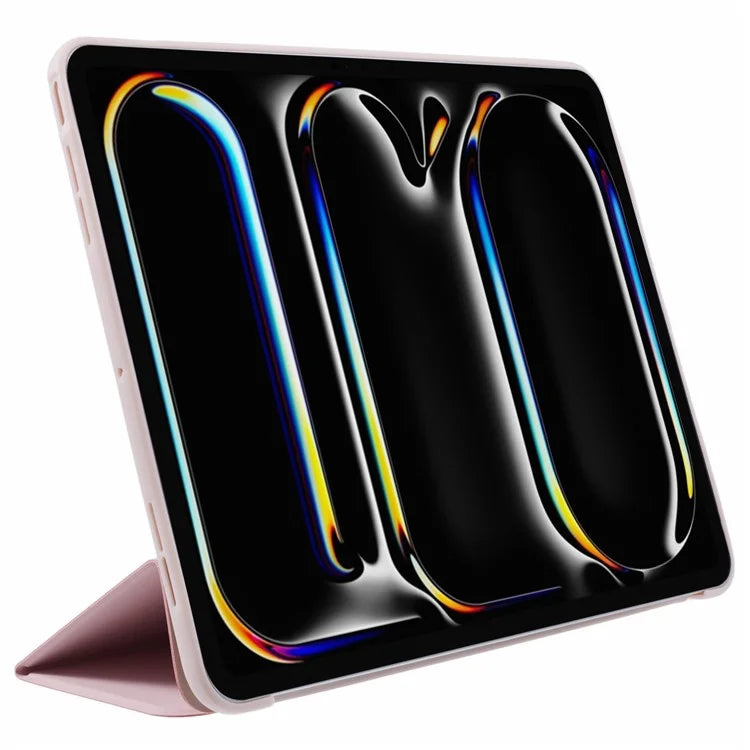 For iPad Pro 11 (2024) Case Leather + Honeycomb TPU Tablet Cover Tri-Fold Stand