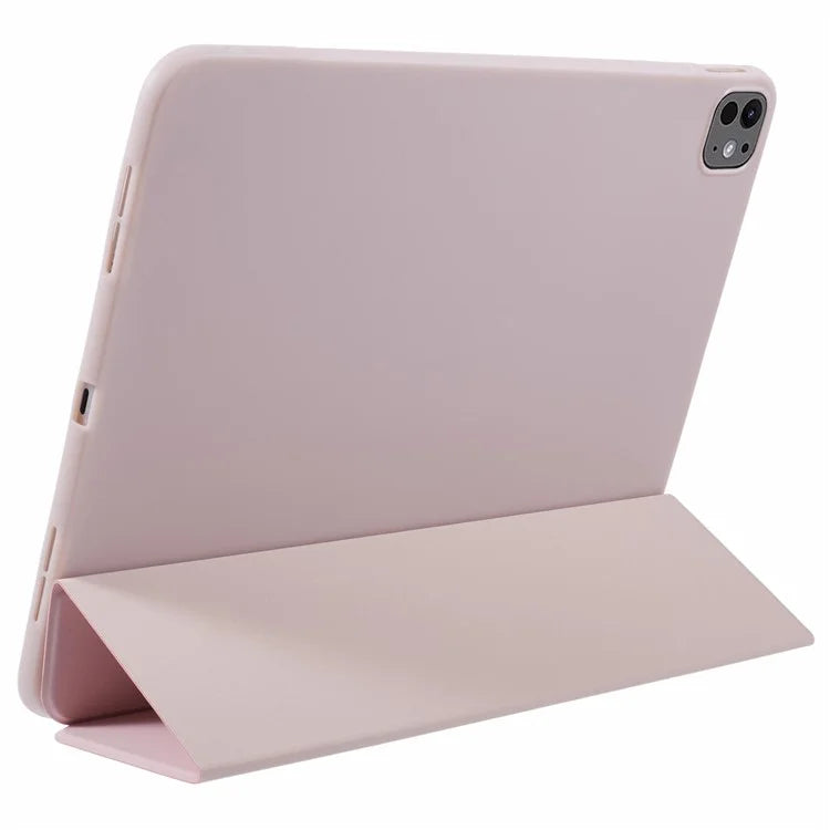 For iPad Pro 11 (2024) Case Leather + Honeycomb TPU Tablet Cover Tri-Fold Stand