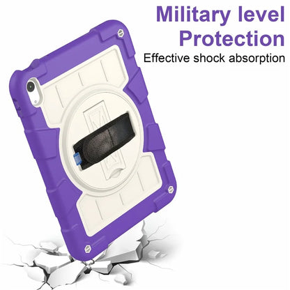 For iPad Air 11 (2024) Kickstand Case Rotating Hand Strap PC+TPU Tablet Cover with Shoulder Strap