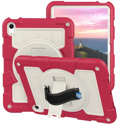 For iPad Air 11 (2024) Kickstand Case Rotating Hand Strap PC+TPU Tablet Cover with Shoulder Strap