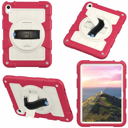 For iPad Air 11 (2024) Kickstand Case Rotating Hand Strap PC+TPU Tablet Cover with Shoulder Strap