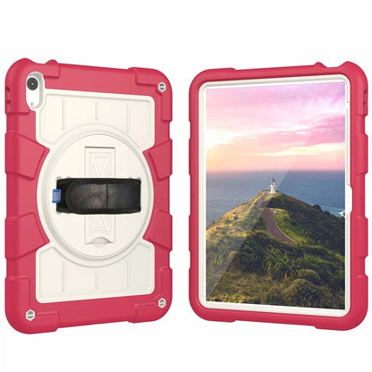 For iPad Air 11 (2024) Kickstand Case Rotating Hand Strap PC+TPU Tablet Cover with Shoulder Strap