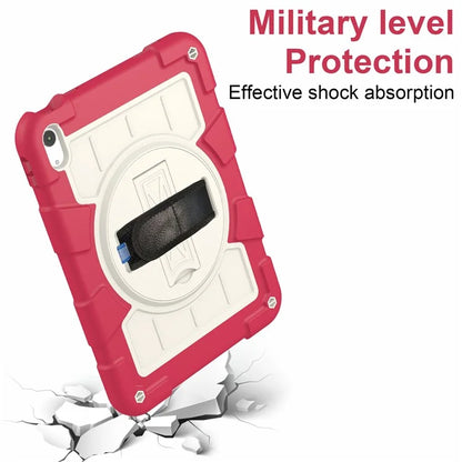 For iPad Air 11 (2024) Kickstand Case Rotating Hand Strap PC+TPU Tablet Cover with Shoulder Strap