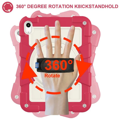 For iPad Air 11 (2024) Kickstand Case Rotating Hand Strap PC+TPU Tablet Cover with Shoulder Strap