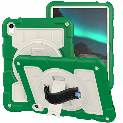 For iPad Air 11 (2024) Kickstand Case Rotating Hand Strap PC+TPU Tablet Cover with Shoulder Strap