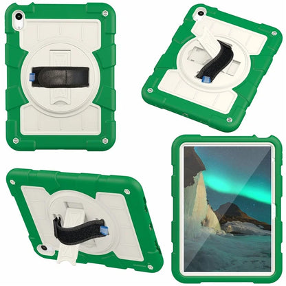 For iPad Air 11 (2024) Kickstand Case Rotating Hand Strap PC+TPU Tablet Cover with Shoulder Strap