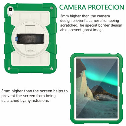 For iPad Air 11 (2024) Kickstand Case Rotating Hand Strap PC+TPU Tablet Cover with Shoulder Strap