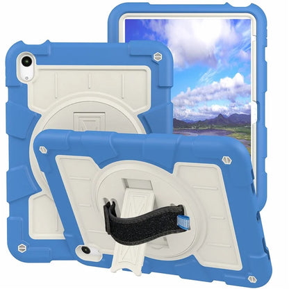 For iPad Air 11 (2024) Kickstand Case Rotating Hand Strap PC+TPU Tablet Cover with Shoulder Strap