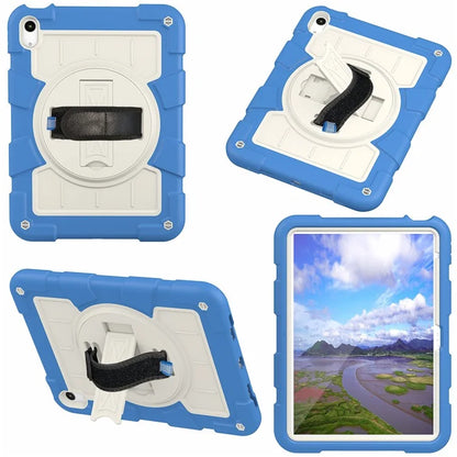 For iPad Air 11 (2024) Kickstand Case Rotating Hand Strap PC+TPU Tablet Cover with Shoulder Strap